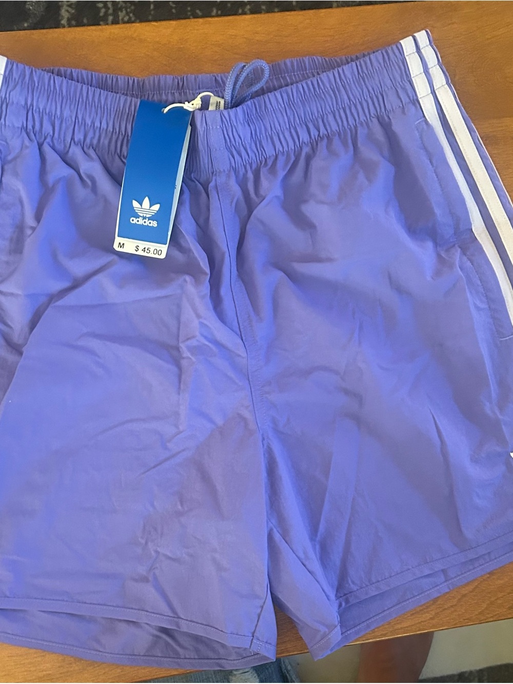 adidas Purple Athletic Shorts with White Stripes